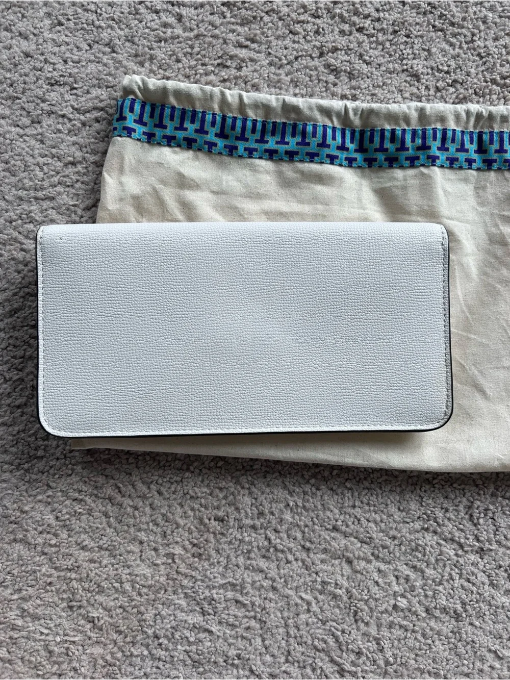 Tory Burch White Leather Envelope Clutch